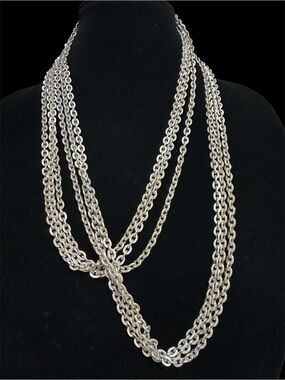 West Germany Three Strand Silver Chain Necklace